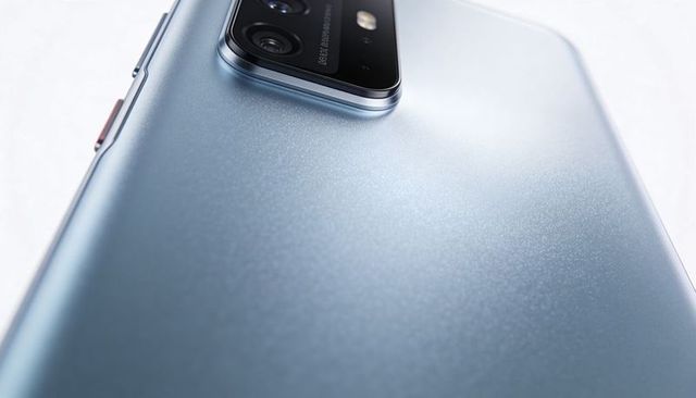 Sleek frosted blue smartphone back panel showing dual camera module close-up