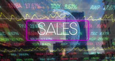 Abstract Global Sales Data Display Neon Overlay Globe