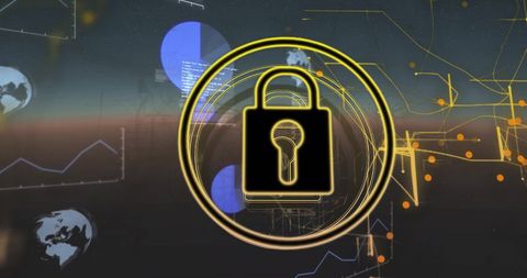 Cybersecurity Lock over Digital Data and Global Network Map - Download Free Stock Images Pikwizard.com