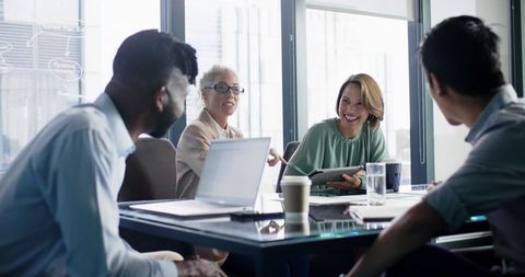 Diverse Team Collaborating in a Modern Office Setting