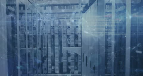 Futuristic Data Center with Digital Connections Animation