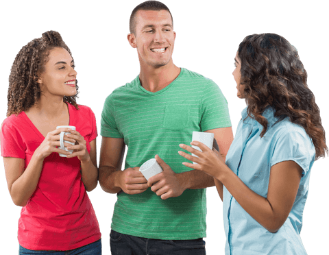 happy coworkers enjoying casual coffee break transparent background - Download Free Stock Videos Pikwizard.com