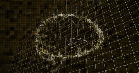 Digital Brain Model with Mathematical Equations on Grid Overlay - Download Free Stock Images Pikwizard.com