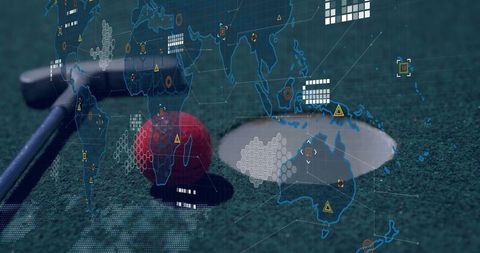 Futuristic Golf Concept with Digital Data Overlay on Green