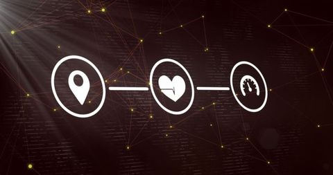 Futuristic Interface with Health and Location Icons