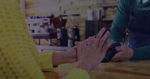 Contactless Payment at Coffee Shop Counter