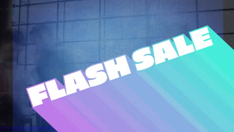 Vibrant Flash Sale Banner Over Shopping Animation