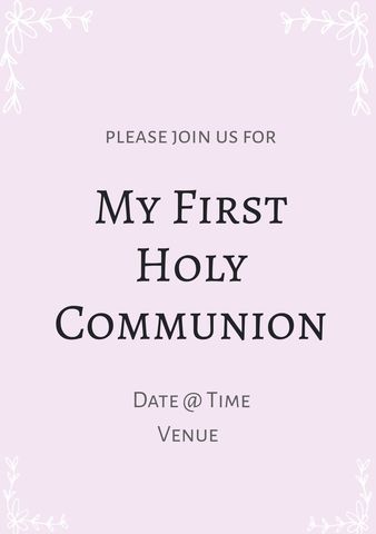Elegant First Holy Communion Invitation with Floral Design - Download Free Stock Templates Pikwizard.com