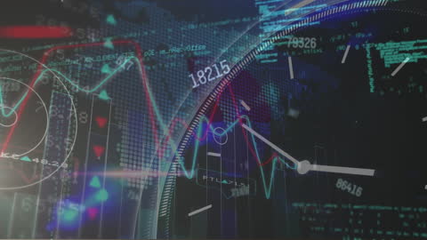 Global Financial Network and Data Processing Animation