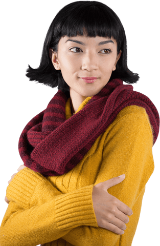 Stylish Woman in Cozy Scarf and Sweater on Transparent Background - Download Free Stock Videos Pikwizard.com