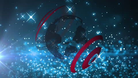 Digital Globe with Sparkling Light Effects Abstract Background