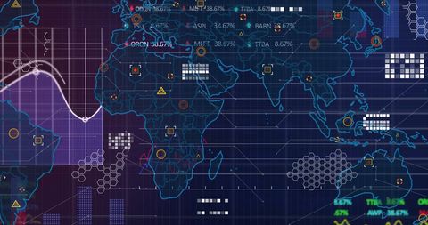 Futuristic World Map Interface Displaying Global Financial Data - Download Free Stock Images Pikwizard.com
