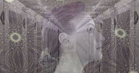 Futuristic Data Network with Human Integration Overlay - Download Free Stock Images Pikwizard.com