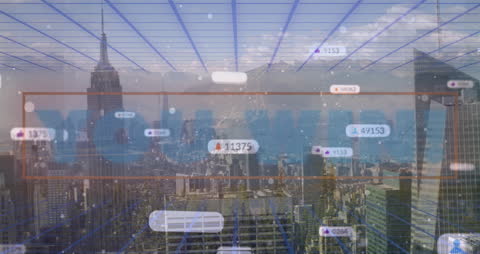 Global Communication Technology Overlaying Urban Cityscape