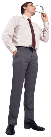 Confident Businessman Posing in Formal Attire on Transparent Background
