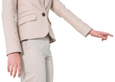 Businesswoman Pointing on Transparent Background for Professional Use