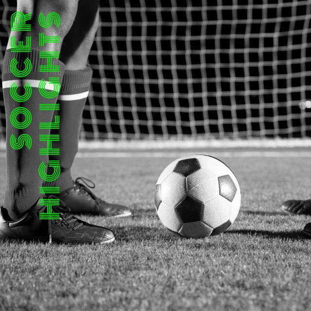 Black and White Close-up of Soccer Players with Ball on Field - Download Free Stock Templates Pikwizard.com