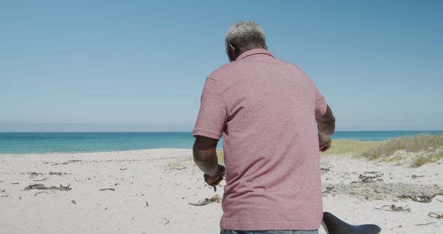 Senior Man Enjoying Beach with Bicycle - Download Free Stock Images Pikwizard.com