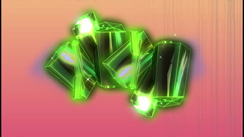 Digital Animation of Glowing Green Blocks on Colorful Background