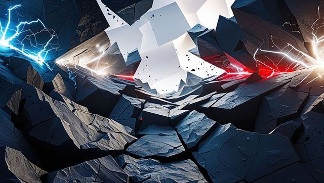 Futuristic Energy Eruption in Alien Cavern