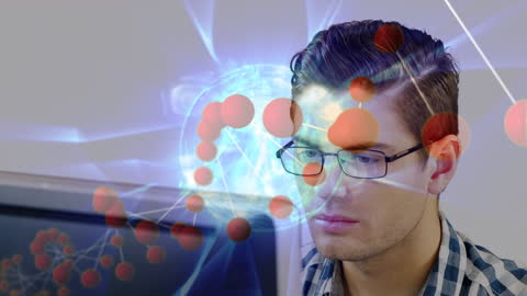 Technological Brainstorm Showing Networks Over Person Using Device