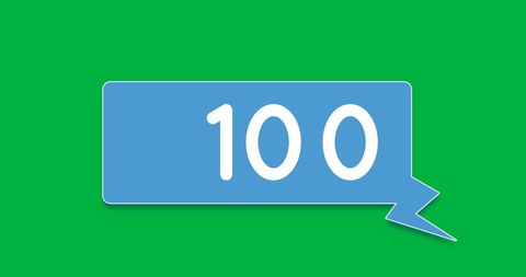 Blue Chat Bubble Notification with Number 100 on Green Background - Download Free Stock Images Pikwizard.com