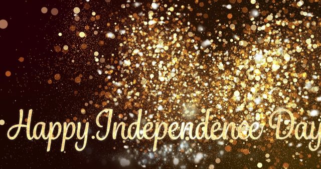 Happy Independence Day with Golden Glitter Particles Celebration - Download Free Stock Images Pikwizard.com