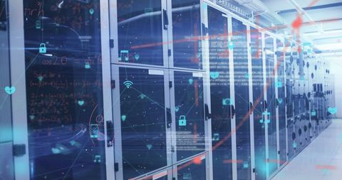Digital Icons and Data Processing Over Computer Servers - Download Free Stock Images Pikwizard.com