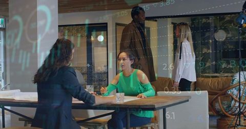 Creative Team Collaboration in Modern Office Lounge