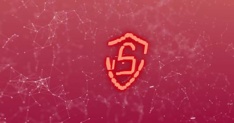 Digital Security Lock with Connecting Network Lines on Red Background - Download Free Stock Images Pikwizard.com