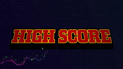 Retro Themed Game High Score Over Dynamic Stock Market Graph