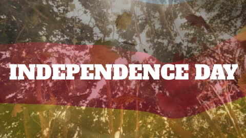 Dual Flag Independence Day Concept with Autumn Leaves