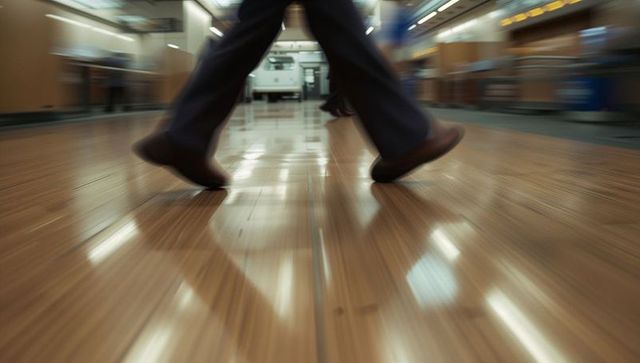 Business traveler walking in modern airport terminal