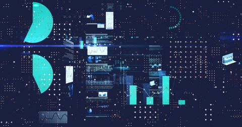Data technology graphs on digital interface
