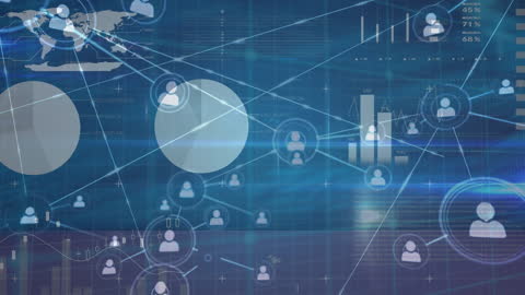 Abstract Digital Network Overlay on Technological Background