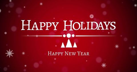 Happy Holidays Greeting with Red Background and Snowflakes