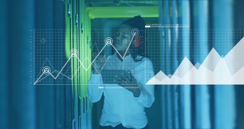 Data Analysis with Businesswoman in Server Room - Download Free Stock Images Pikwizard.com