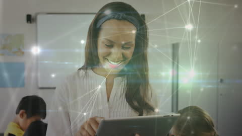 Innovative Teaching: Diverse Educator Using Digital Tablet in Classroom