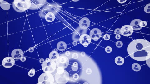 Digital Network Connections with User Icons on Blue Background