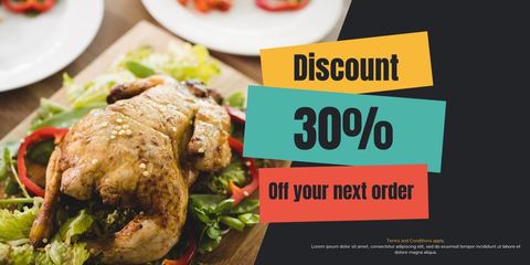 Tasty Roasted Chicken Meal Promotion with Discount Offer - Download Free Stock Templates Pikwizard.com