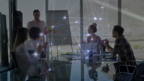 Global Network Overlaying Business Team in Meeting