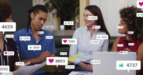 Diverse Team Engages with Social Media Analytics