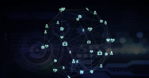 Globe of Medical Icons on Digital Interface