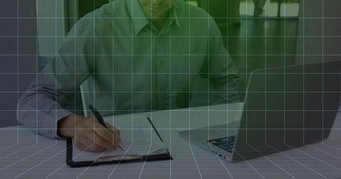 Business professional signing documents at modern workspace