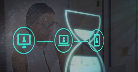 Professional Woman Engaging with Futuristic Digital Interface