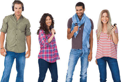 Group of Friends Using Microphones on Transparent Background - Download Free Stock Videos Pikwizard.com