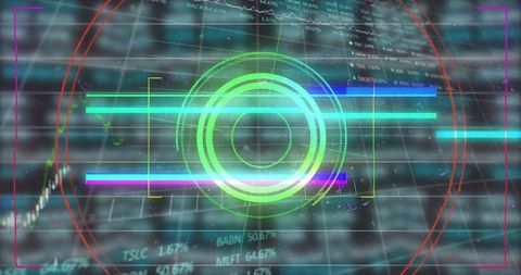 Futuristic stock market data display on digital screen