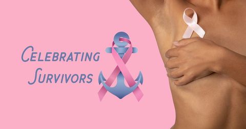 Breast cancer survivor awareness with pink ribbon