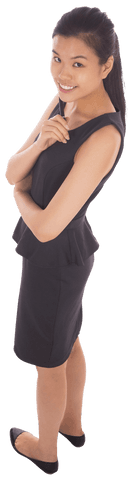 Transparent elegant businesswoman thinking in professional attire