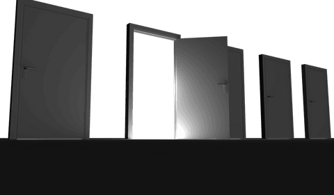 row of doors on transparent background light coming through one - Download Free Stock Videos Pikwizard.com